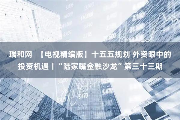 瑞和网 【电视精编版】十五五规划 外资眼中的投资机遇丨“陆家嘴金融沙龙”第三十三期