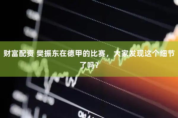 财富配资 樊振东在德甲的比赛，大家发现这个细节了吗？